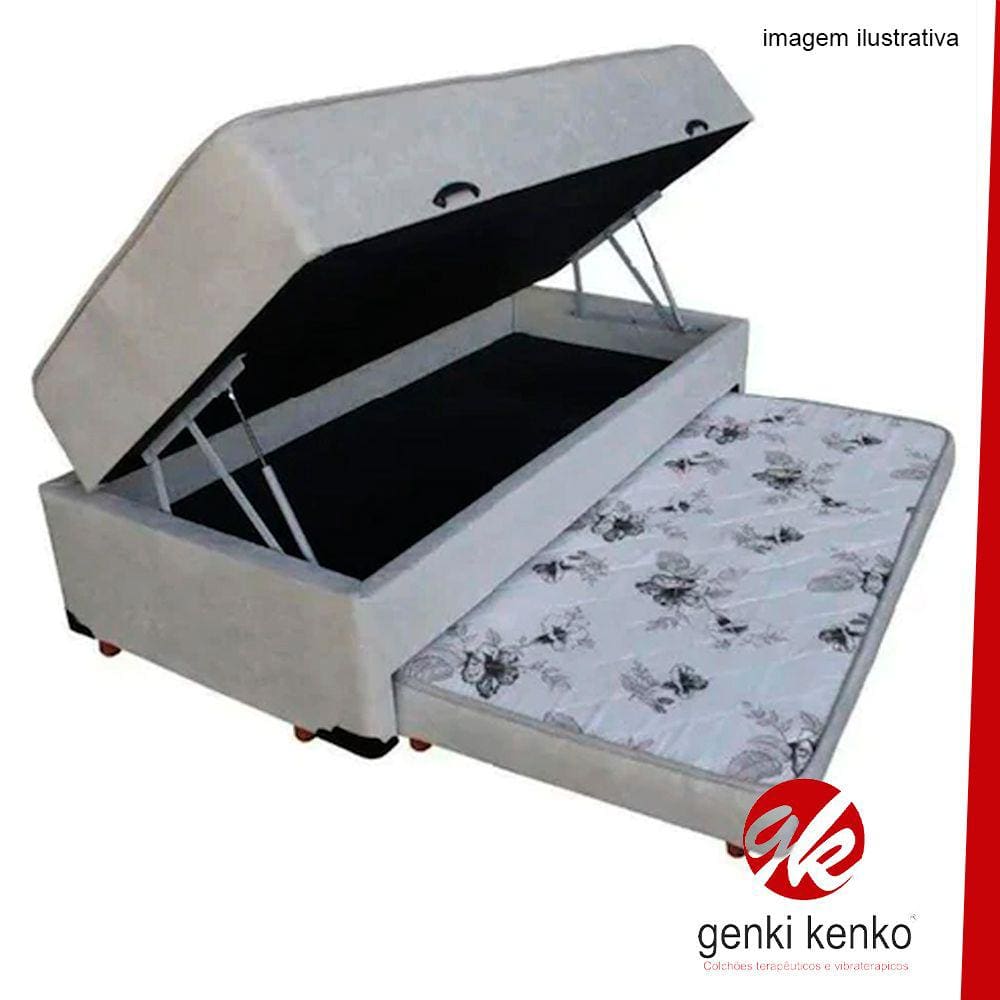 Cama Box Bau Conjugada Mola Solteiro Com Auxiliar Ortopedica Suede (110Kg -)