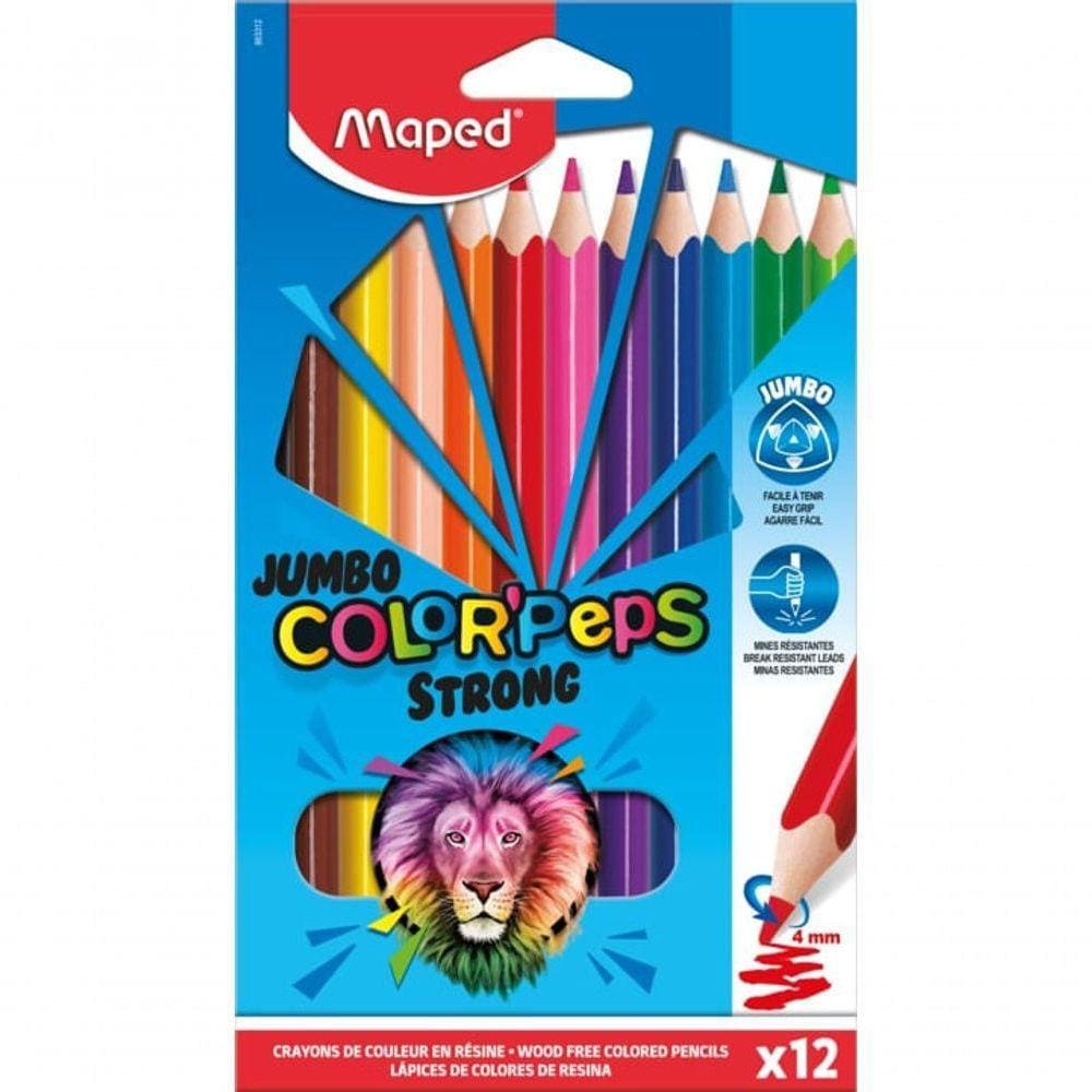 Lápis De Cor Colorpeps Strong Jumbo - 12 Cores - Maped