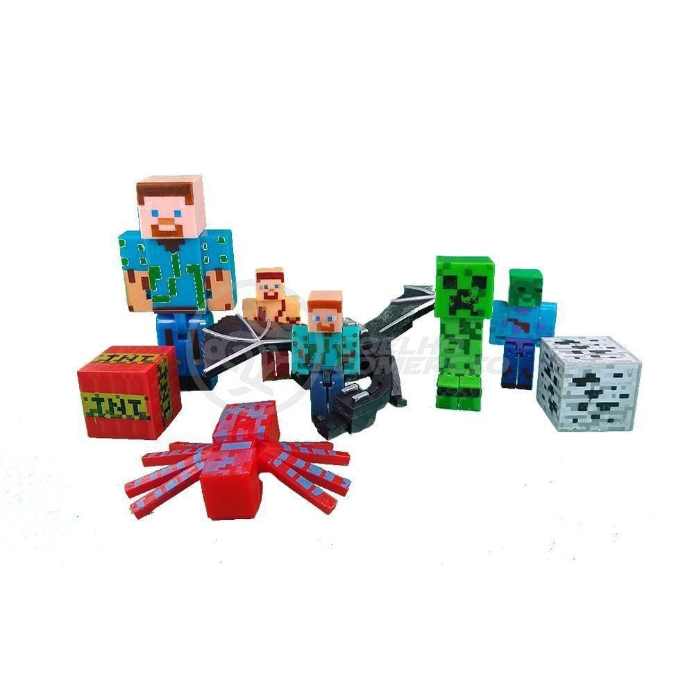Kit Minecraft Dragão 3 Bonecos + 1 Aranha Vermelha