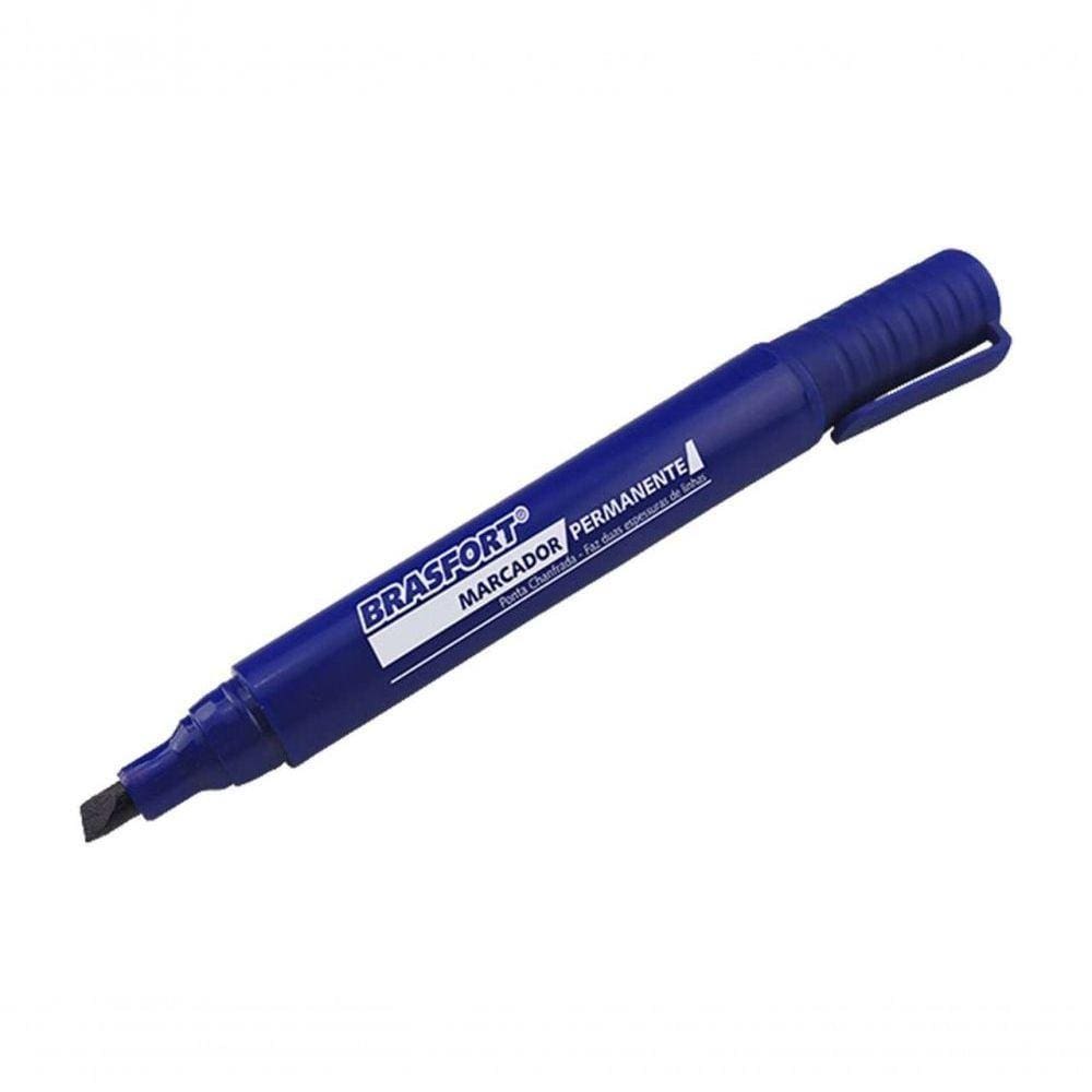 Marcador Permanente Brasfort P.Grossa Azul 7857 C-12Pcs
