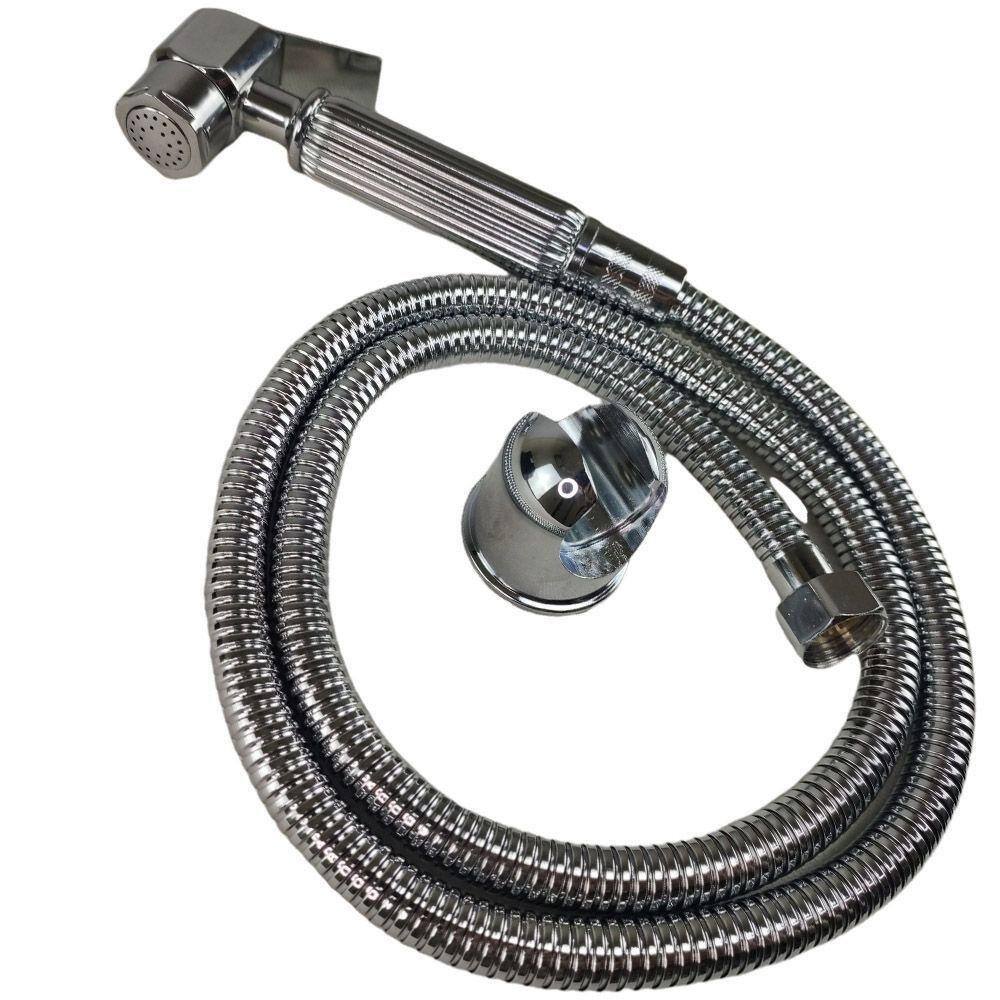 Ducha Higienica Metal Luxo Banheiro Suporte Chuveirinho Intimo Cromo Banho Higiene