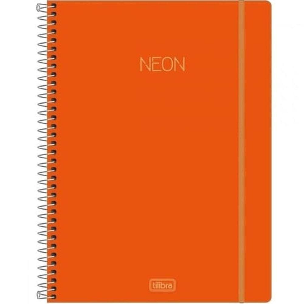 Caderno Espiral 10x1 160 Folhas Neon - Tilibra - Laranja