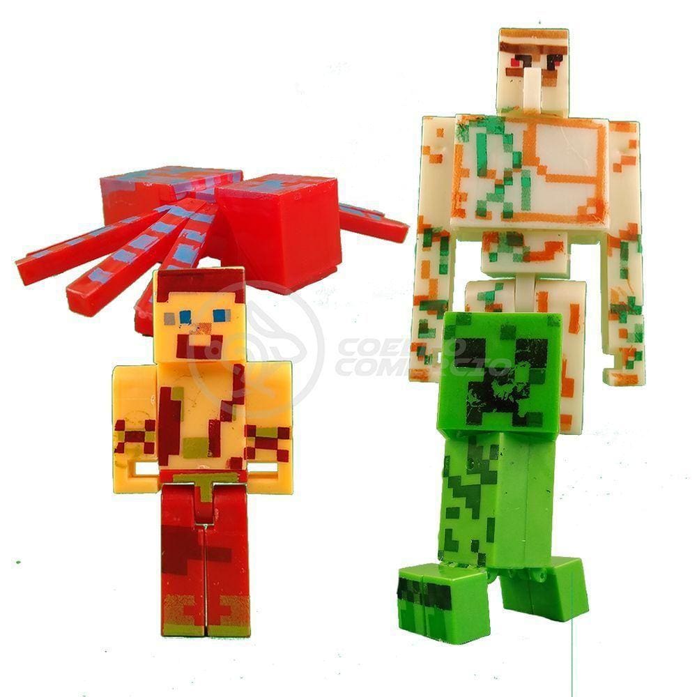 Kit Minecraft Dragão 3 Bonecos + 1 Aranha Vermelha