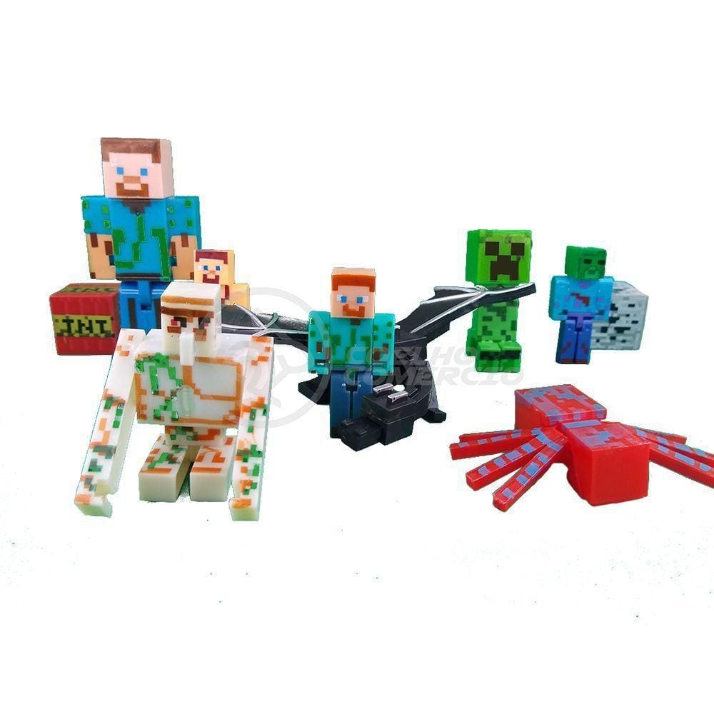 Kit Minecraft Dragão 3 Bonecos + 1 Aranha Vermelha