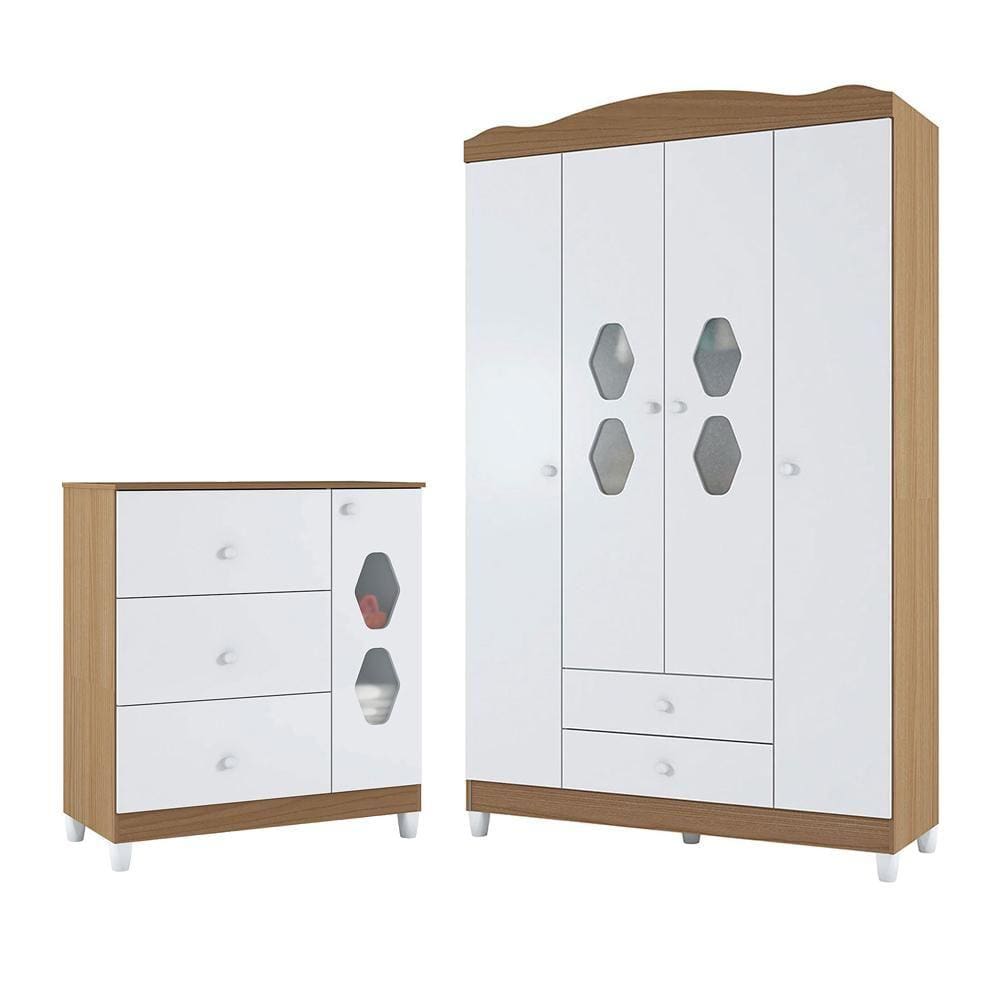 Conjunto Guarda-Roupa e Cômoda Porto Almendra