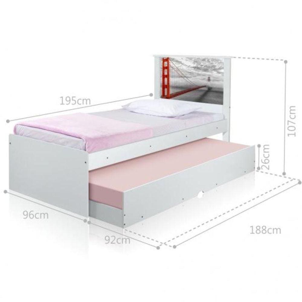 Cama Bibox Solteiro Cidade San Francisco com Colchões