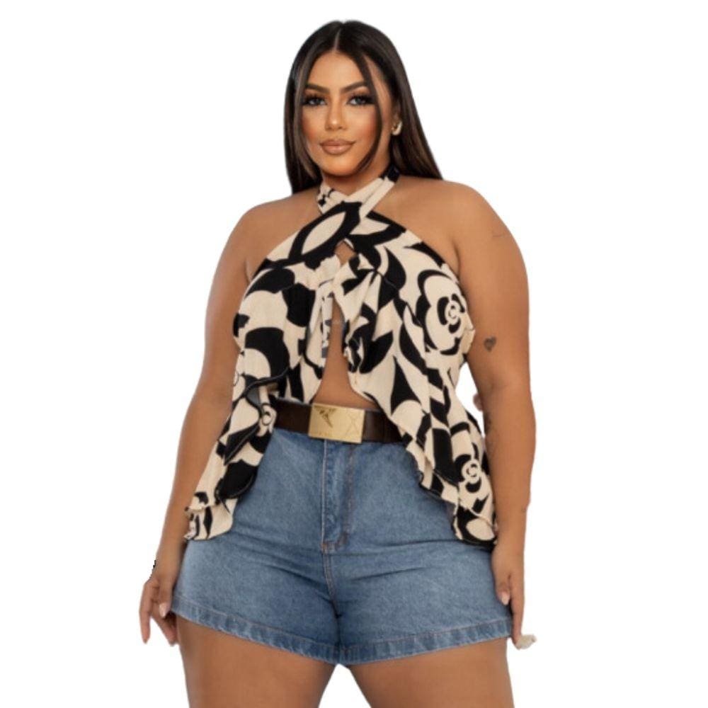 Short Feminino Curto Jeans Plus Size Barra Feita Com Cinto