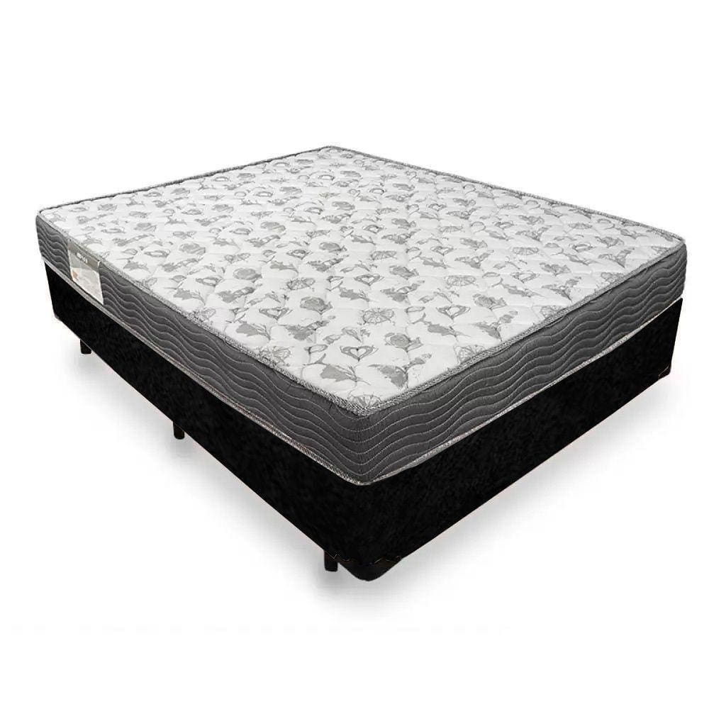 Cama Box Casal Suede + Colchão De Espuma D33 - Sereneprime - 138cm preto