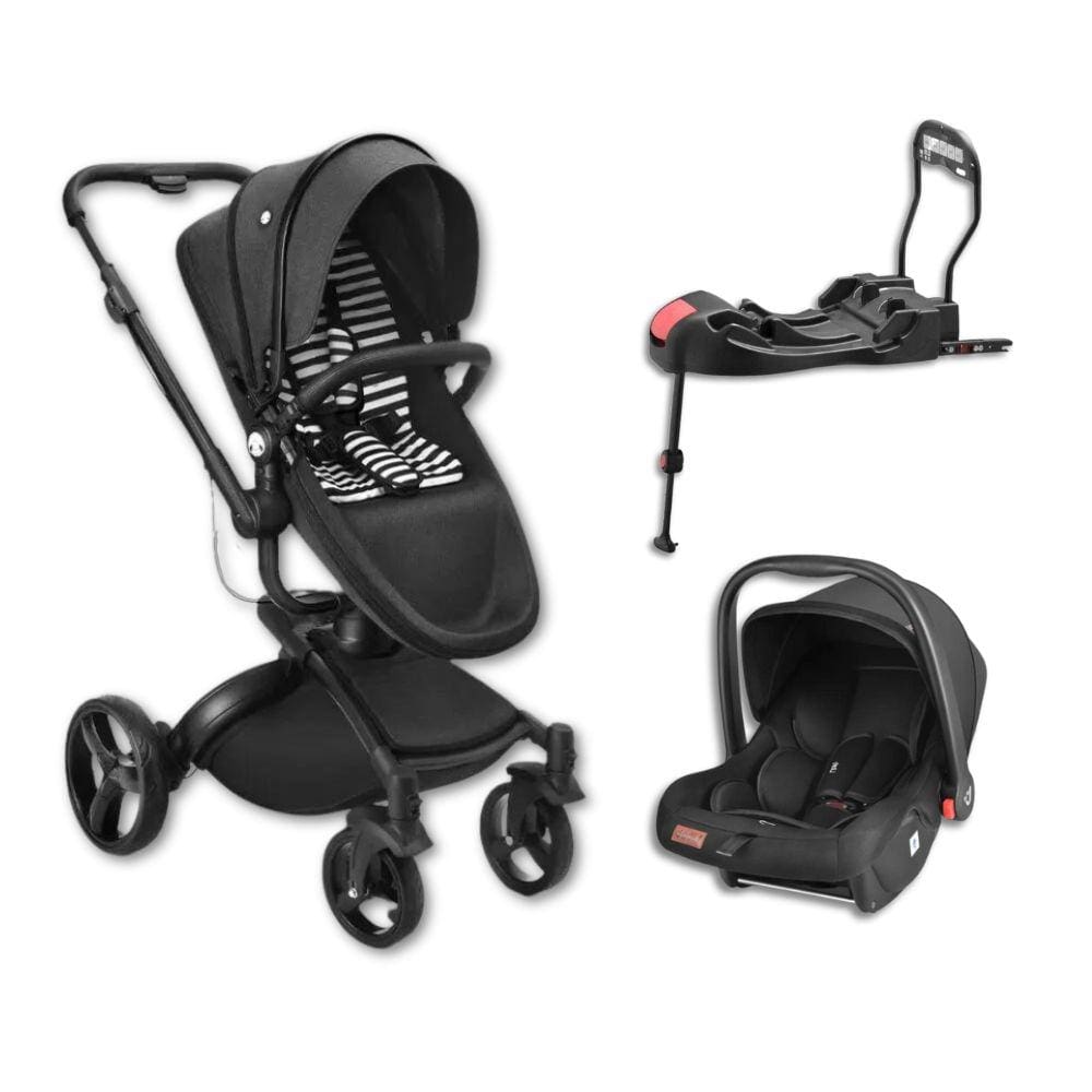 Carrinho De Bebe Candy X Preto + Bebe Conforto + Base Isofix - Litet
