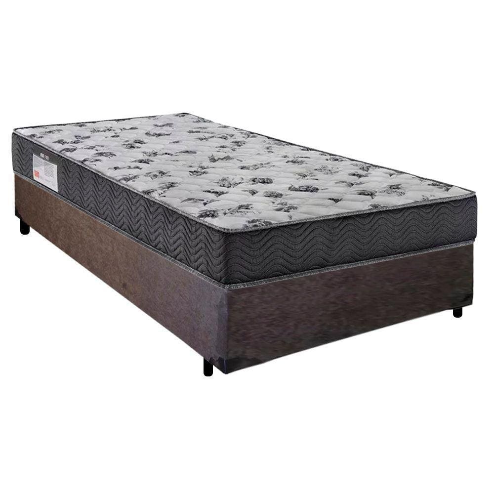 Cama Box Solteiro Suede + Colchão De Espuma D33 - Sereneprime - 88cm marrom