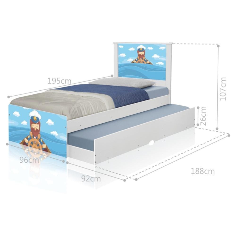 Bicama Juvenil Adesivada Marinheiro com Colchões