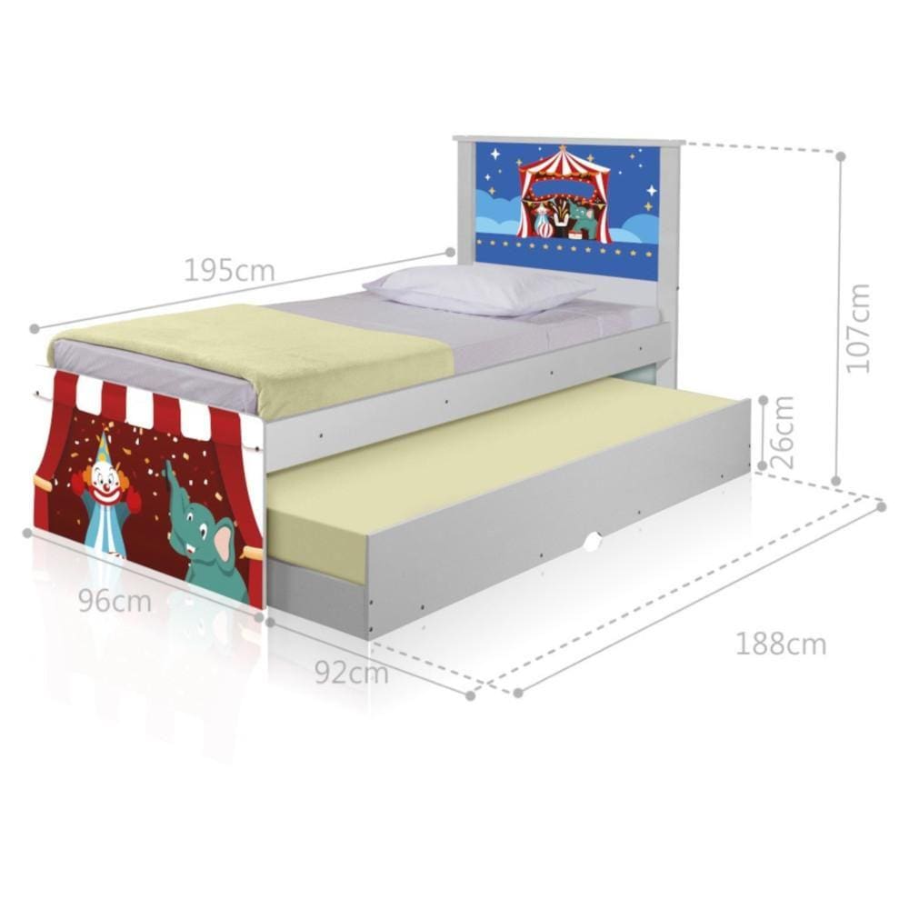 Bicama Juvenil Adesivada Circo com Colchões