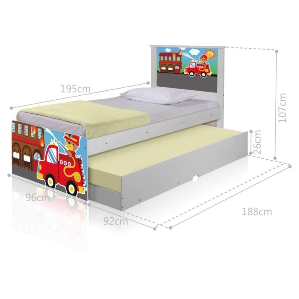 Bicama Juvenil Adesivada Bombeiro com Colchões