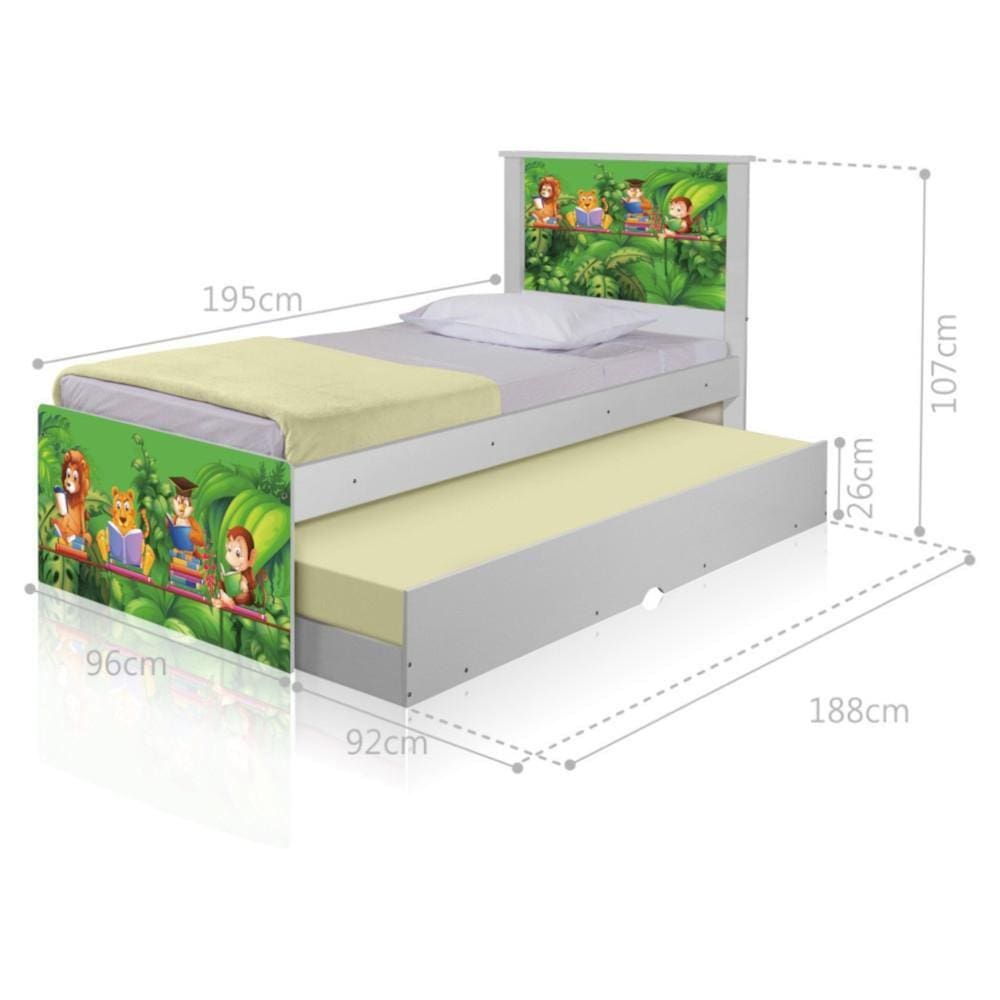 Bicama Juvenil Adesivada Safari com Colchões