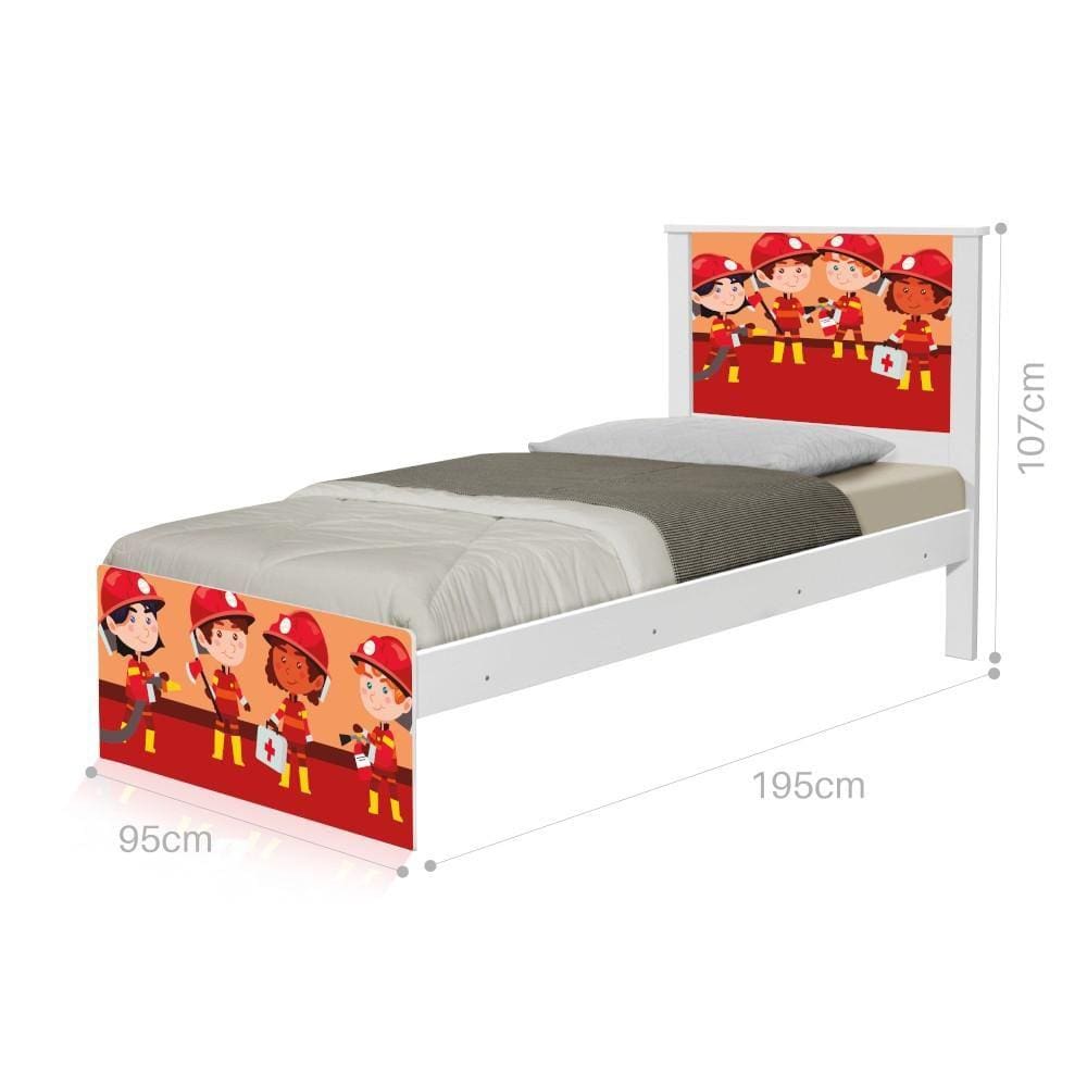 Cama Solteiro Adesivada Tropa de Bombeiros com Colchão