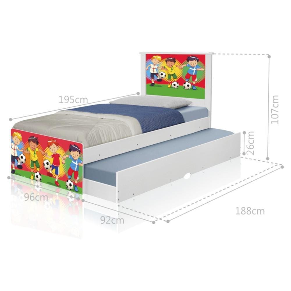 Bicama Juvenil Adesivada Futebol Meninos com Colchões