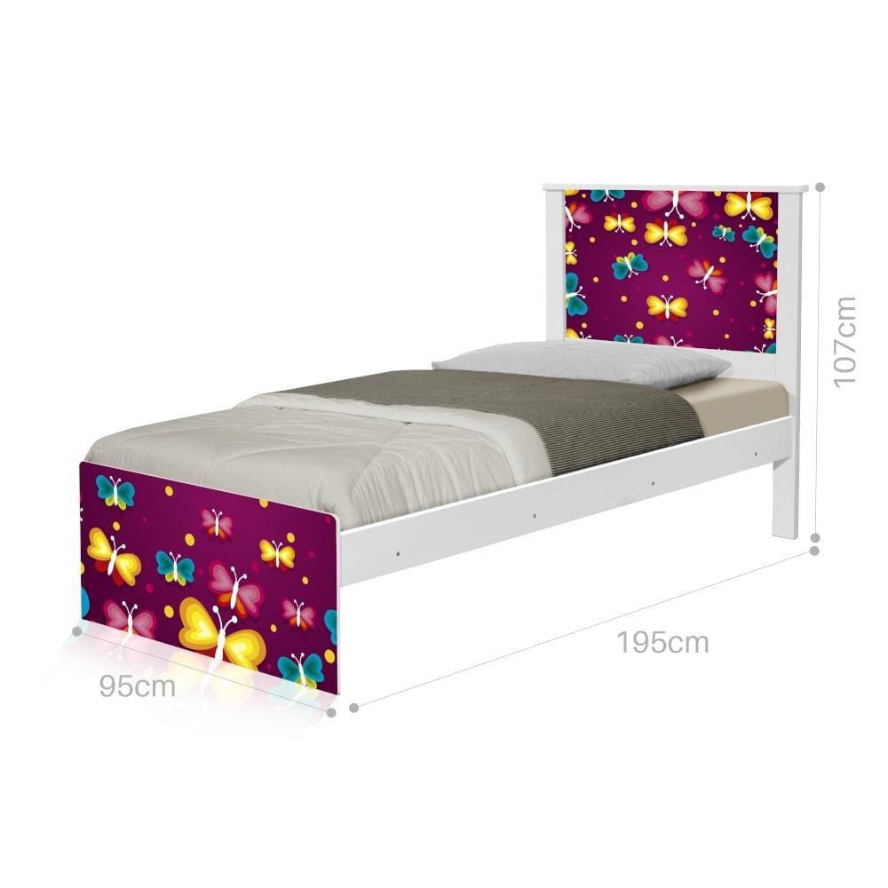 Cama Solteiro Adesivada Borboletas