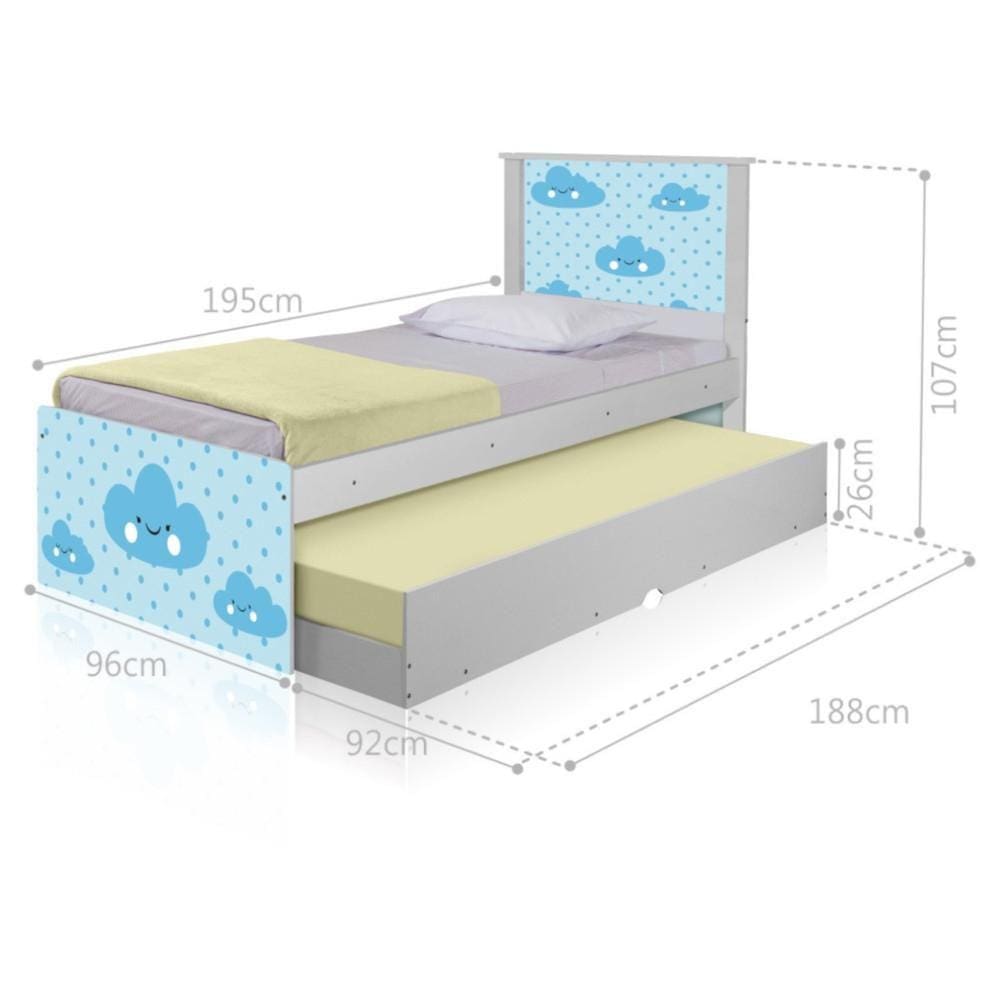 Bicama Juvenil Adesivada Nuvem Menino