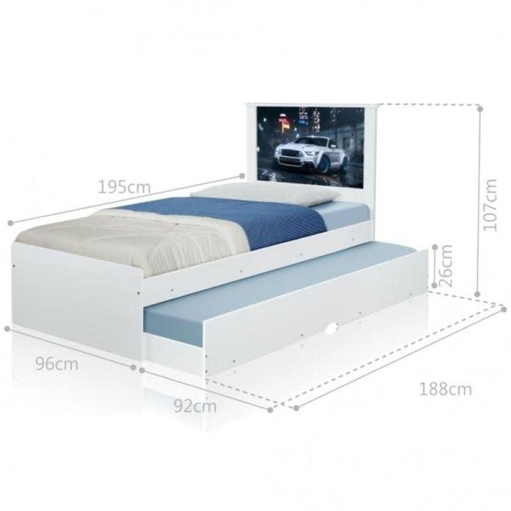 Cama Bibox Solteiro CarroPotente com Colchões
