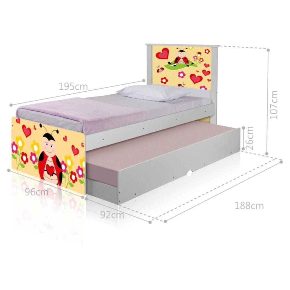 Bicama Juvenil Adesivada Joaninha com Colchões