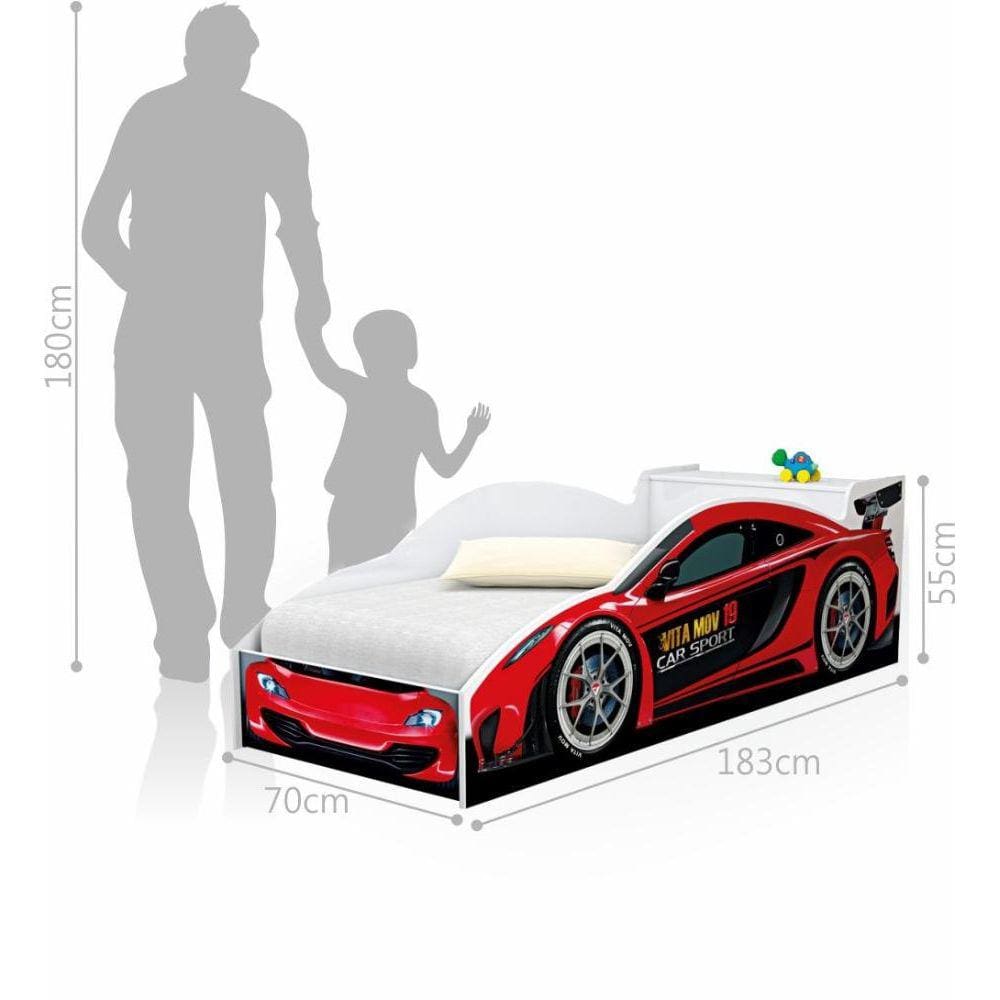 Cama Carro com Baú Infantil com Colchão