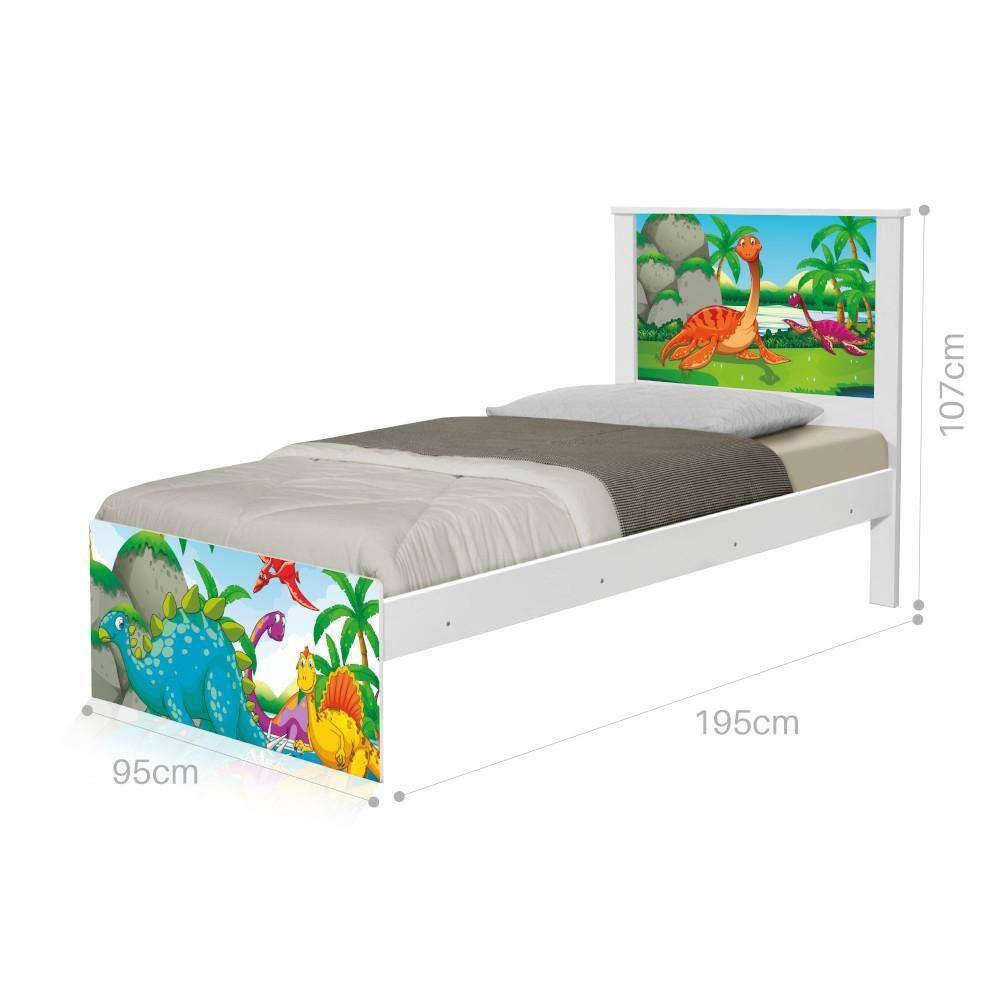 Cama Solteiro Adesivada Dinossauros no Lago