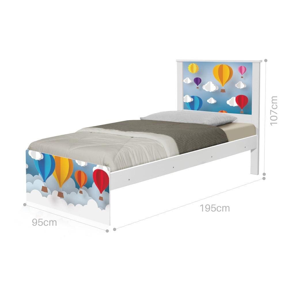 Cama Solteiro Adesivada Balões