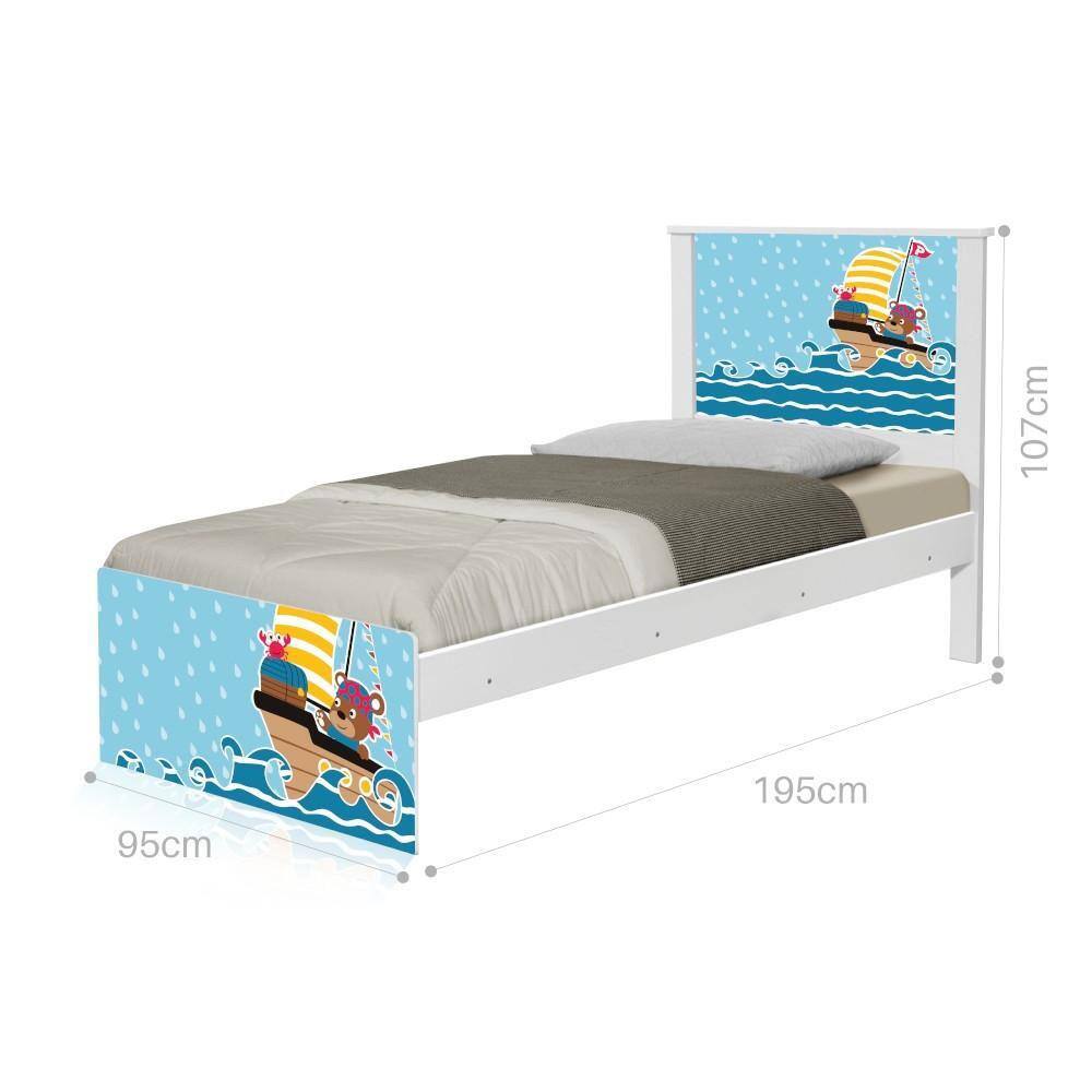 Cama Solteiro Adesivada Ursinho Pirata