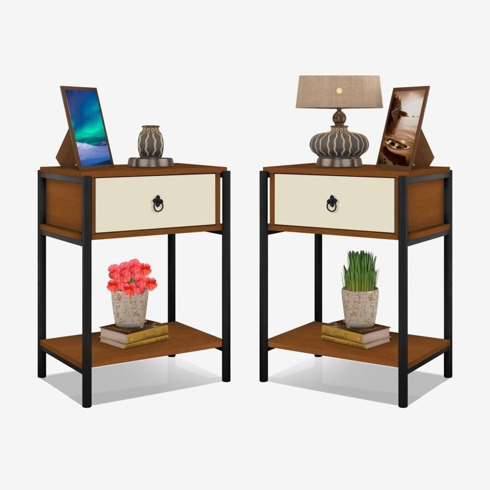 Conjunto Mesas de Cabeceira Industrial Magali