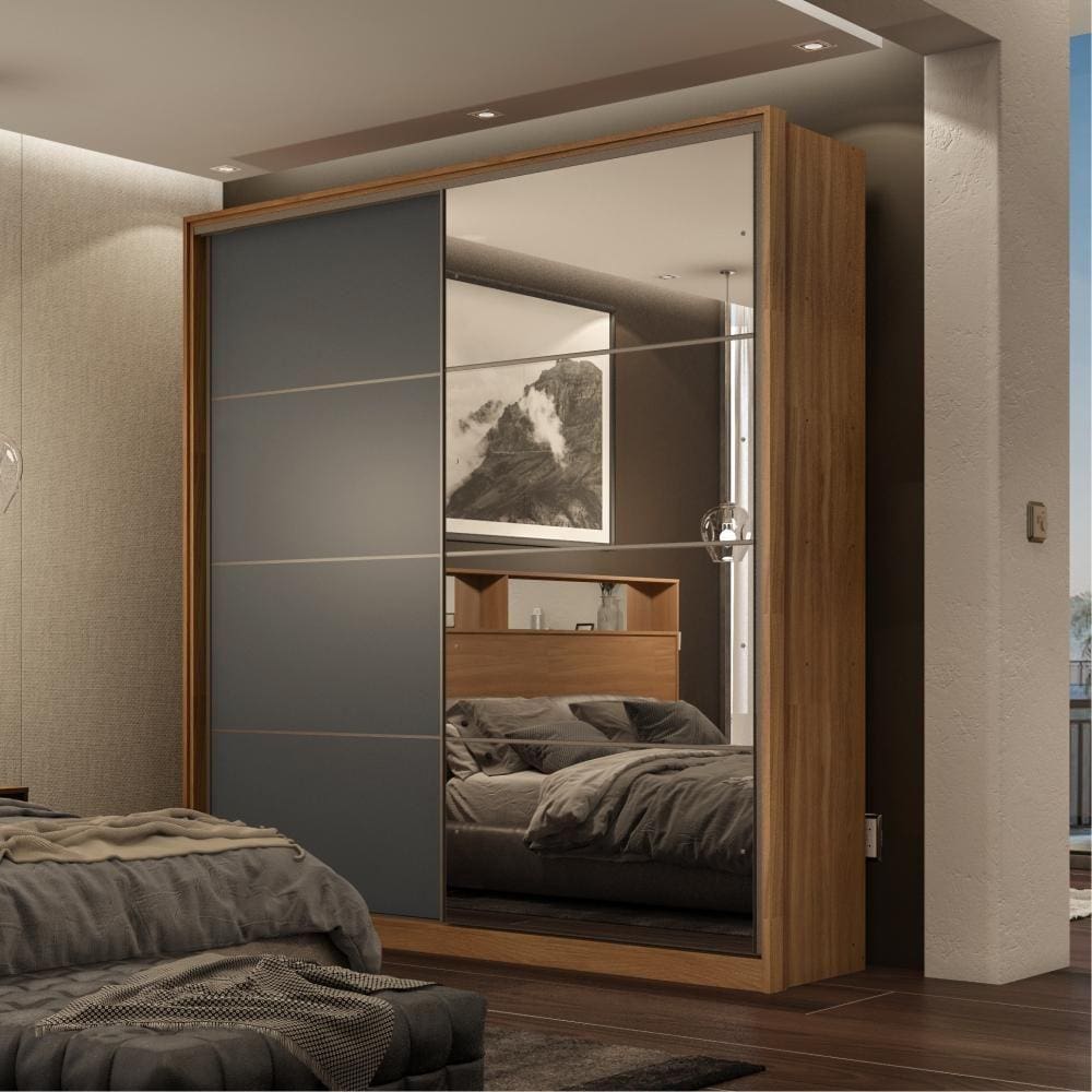 Guarda Roupa Casal 2 Portas com Espelho Nápolis