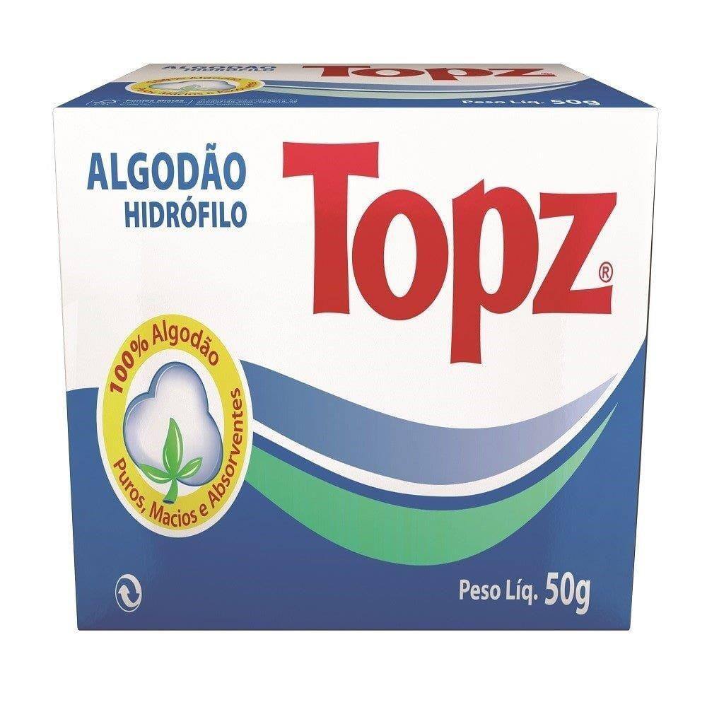 Algodão Hidrófilo Topz Rolo 50g Embalagem com 12 Unidades