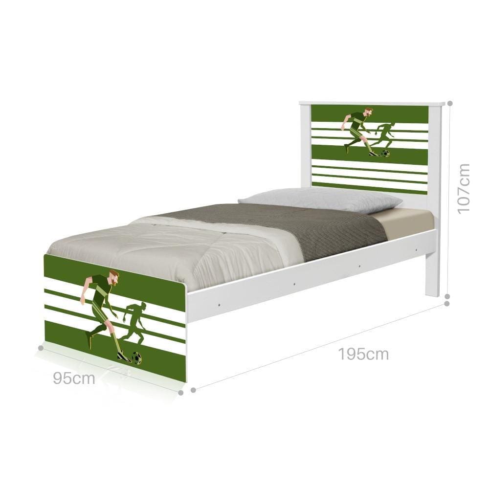 Cama Solteiro Adesivada Futebol Jogador com Colchão