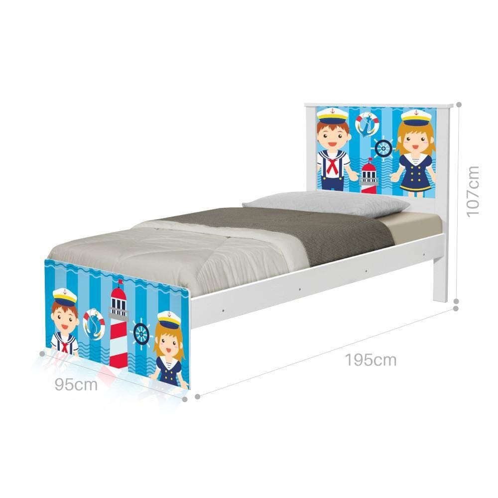 Cama Solteiro Adesivada Marinheiros