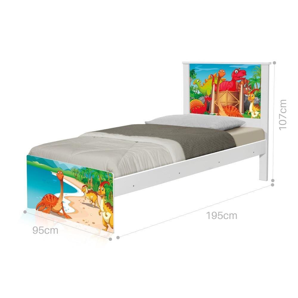 Cama Solteiro Adesivada Terra dos Dinossauros