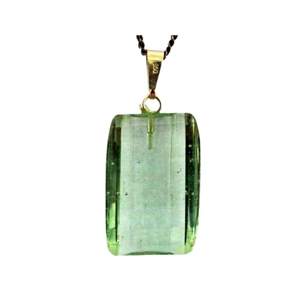 Colar Retângulo Facetado Obsidiana Verde Montagem Prata 950