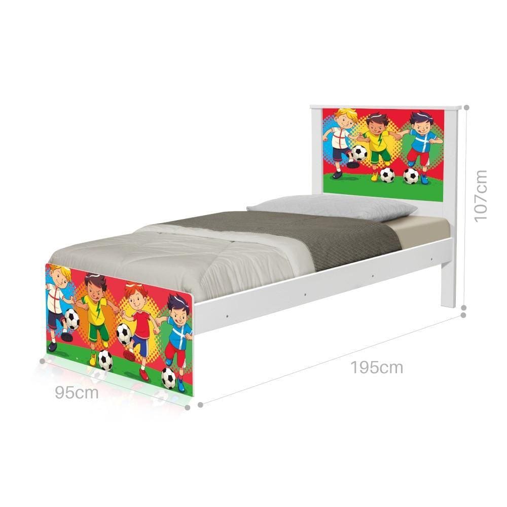 Cama Solteiro Adesivada Futebol Meninos