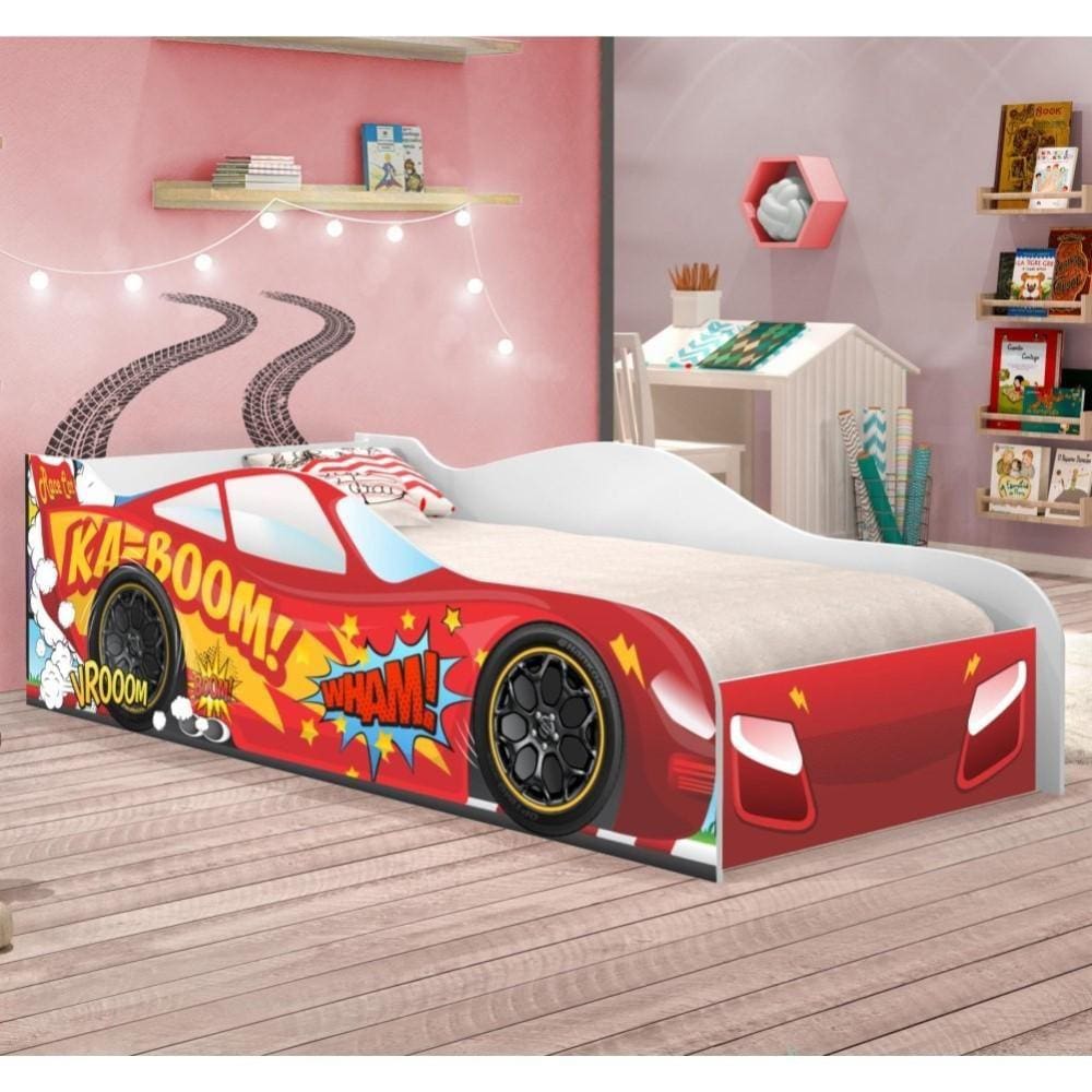 Cama Carro Kaboom  Solteiro Com Colchão
