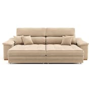 sofá 3 lugares retrátil e reclinável raul veludo bege