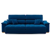 sofá 3 lugares retrátil e reclinável raul linho azul marinho