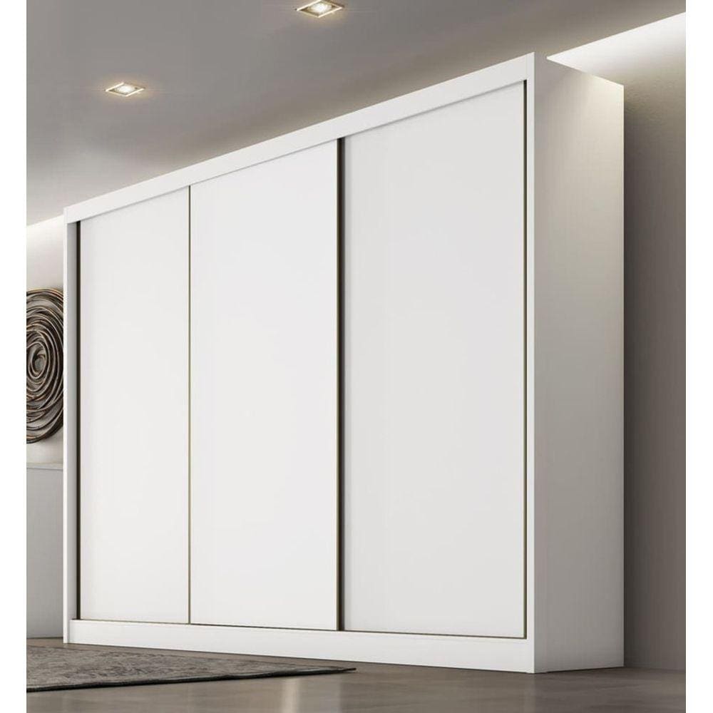 Guarda Roupa Casal 3 Portas 8 Gavetas - Londres-Branco - Móveis Novo Horizonte