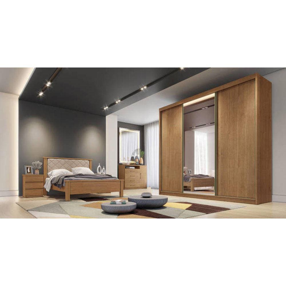 Guarda Roupa Casal com 1 Porta Espelhada 8 Gavetas - Londres-Cumaru - Móveis Novo Horizonte