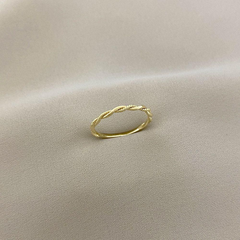 Anél 2 Fios Trançados Trabalhado