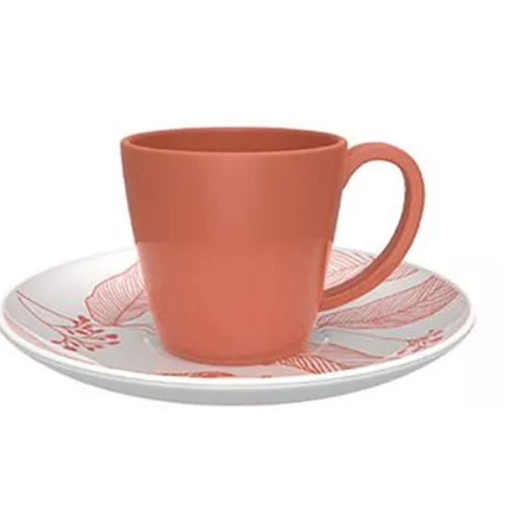 Xícara com pires de Café Com Pires Cerâmica Outono Terracota