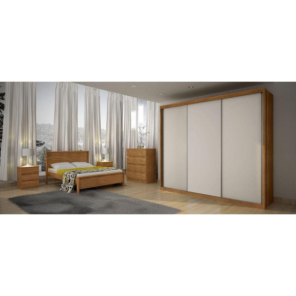 Guarda Roupa Casal 3 Portas 6 Gavetas - Paradizzo Gold-Cumaru off white - Móveis Novo Horizonte