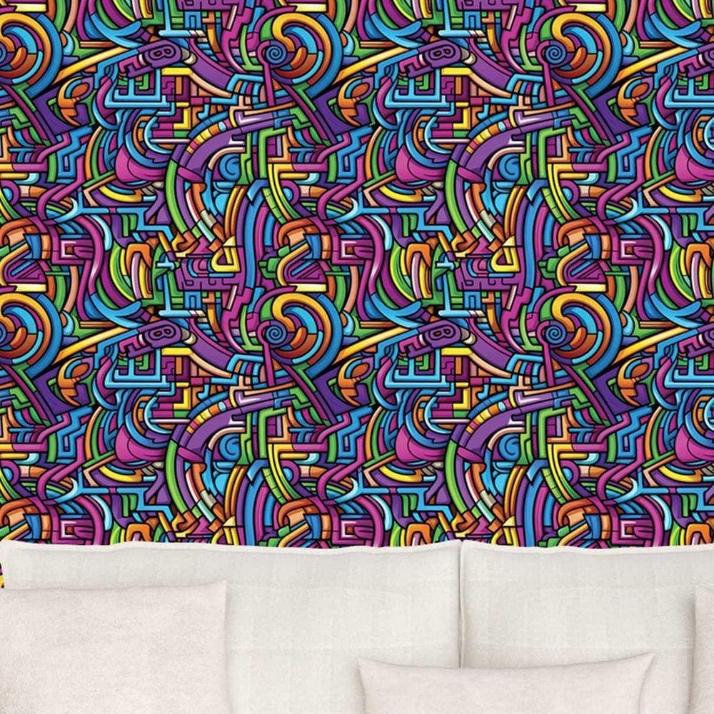 Papel de Parede Gamer 3D grafite moderno arte Colorida auto colante Abstrata Decorada artistica 12m