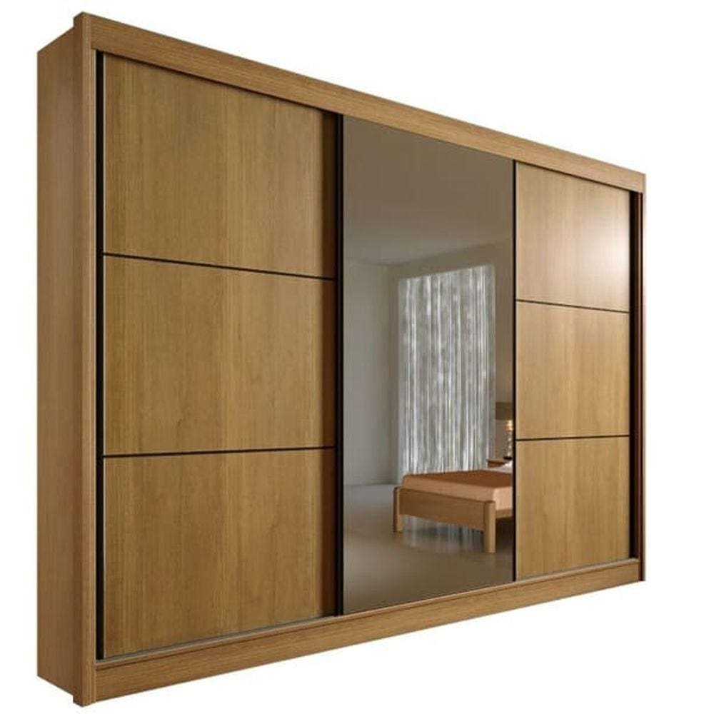 Guarda Roupa Casal com Espelho 3 Portas 6 Gavetas - Los Angeles-Cinamomo - Móveis D`Doro