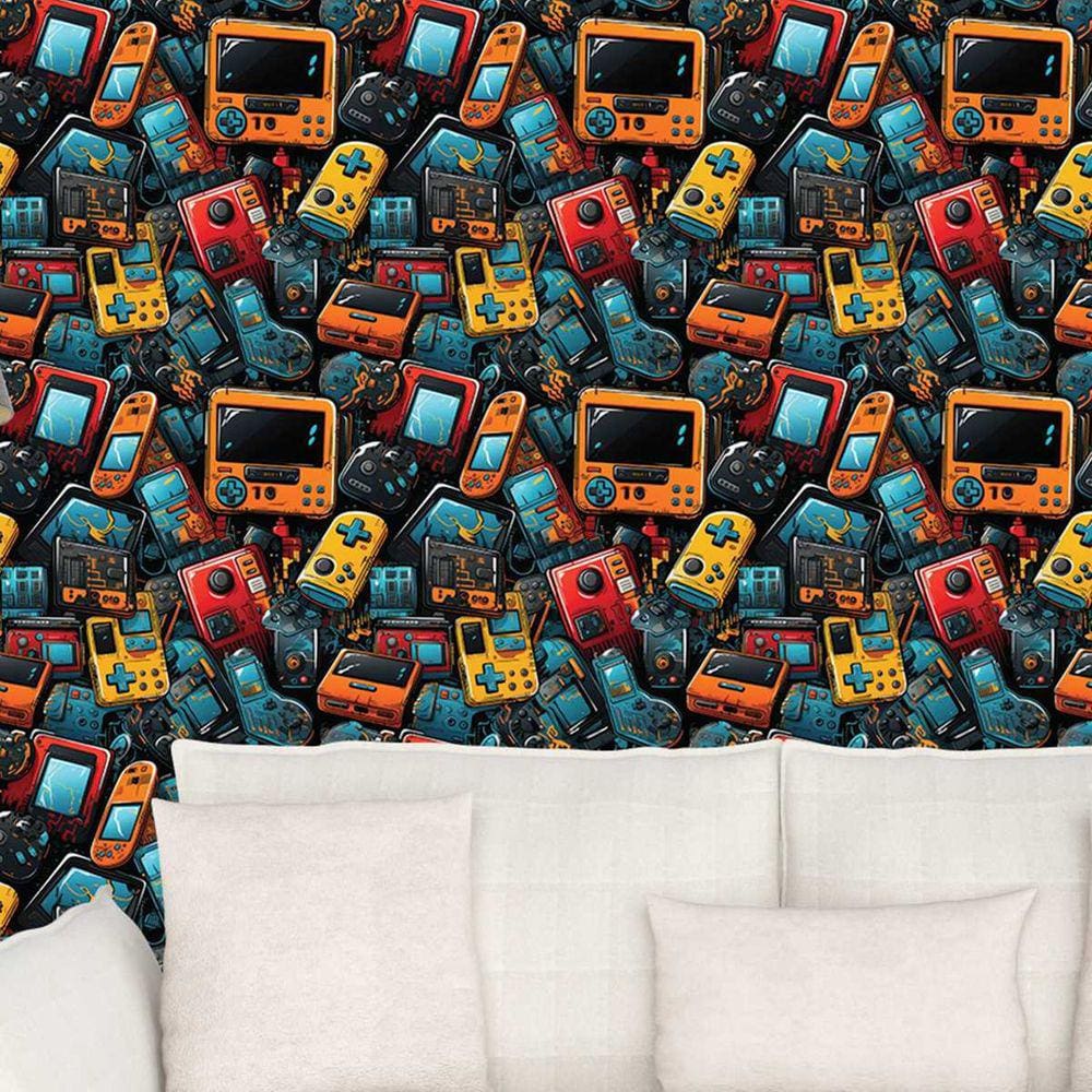 Papel de Parede Gamer 3D Auto Colante Grafite Pintura Geek Varias Cores Vivas Vinilico Lavavel 18m