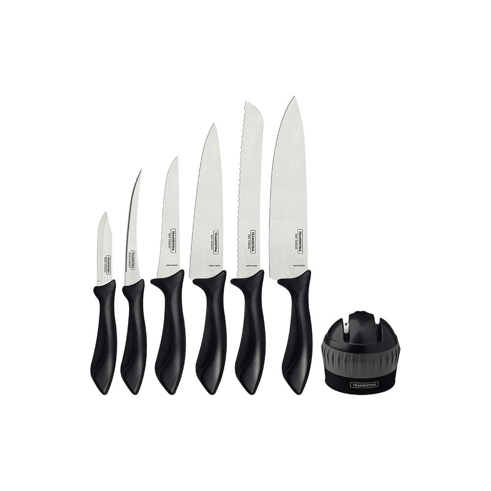  Jogo De Facas Tramontina Affilata Aço Inox Preto 7 Peças