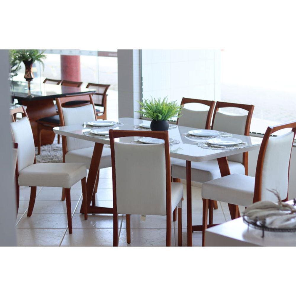 Sala de Jantar Madeira Maciça com 6 Cadeiras 2,20x1,10m - Lívia - Espresso Móveis