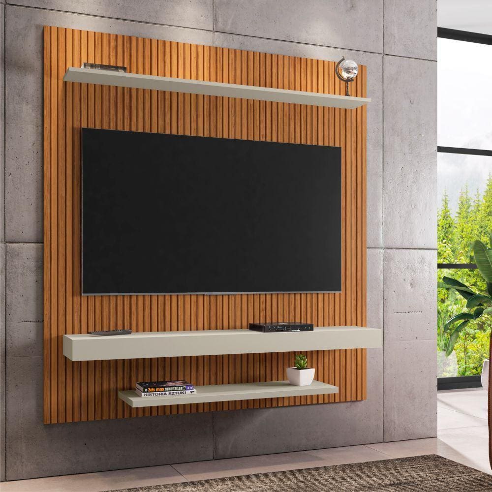 Painel com Prateleira Nantes Ripado